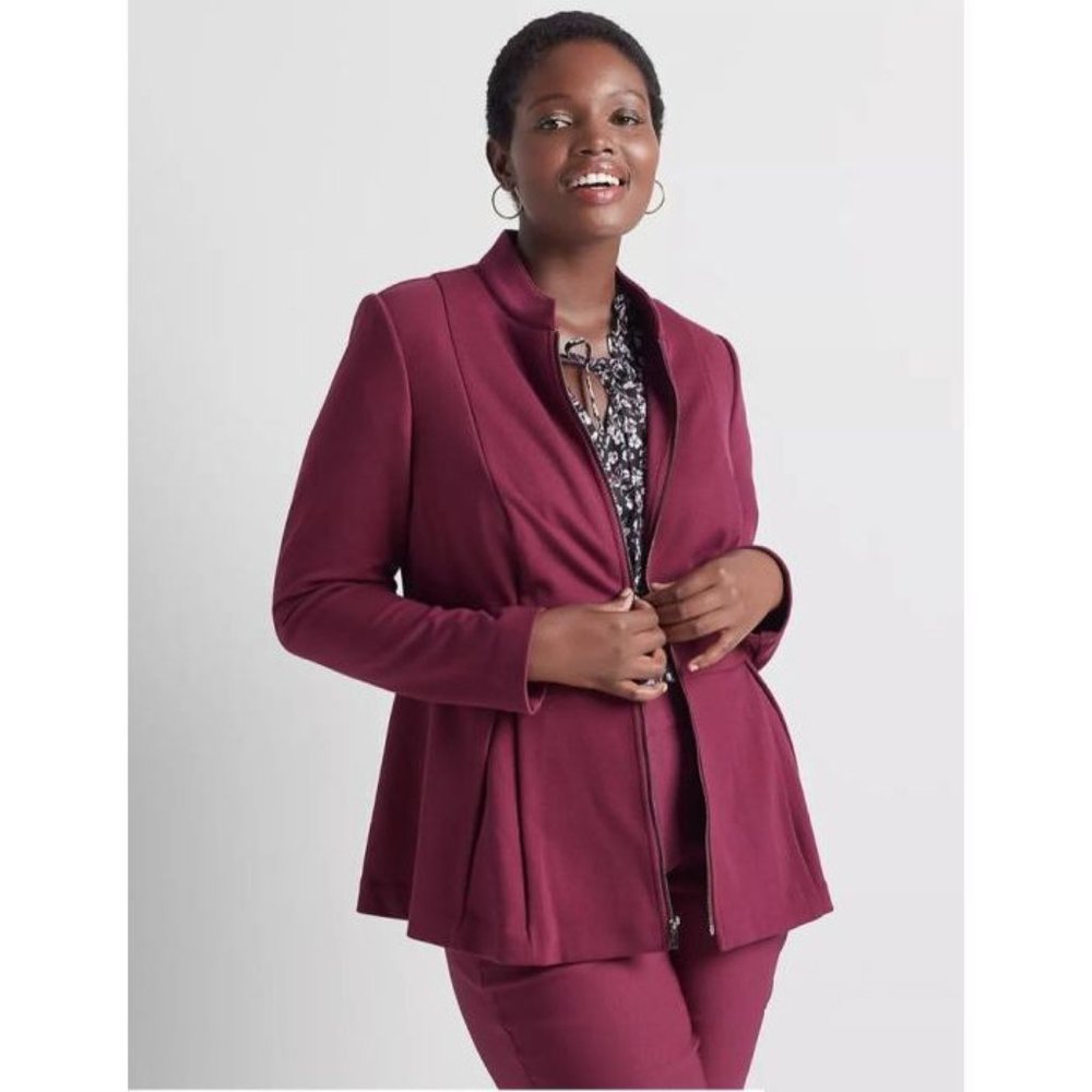 Lane Bryant Zip Front Ponte Peplum Blazer 18
